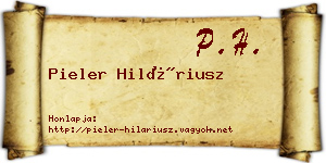 Pieler Hiláriusz névjegykártya